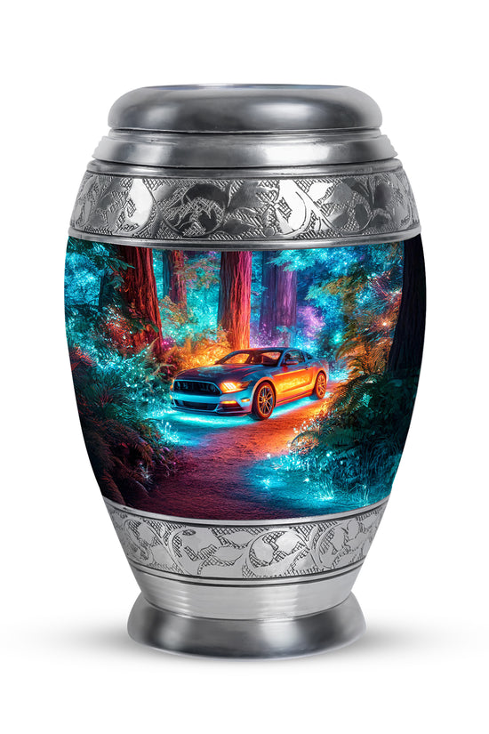 Luminous Blue Car Remembrance Urn for Human Ashes - 10-inch, 200 cu in - Karyliz