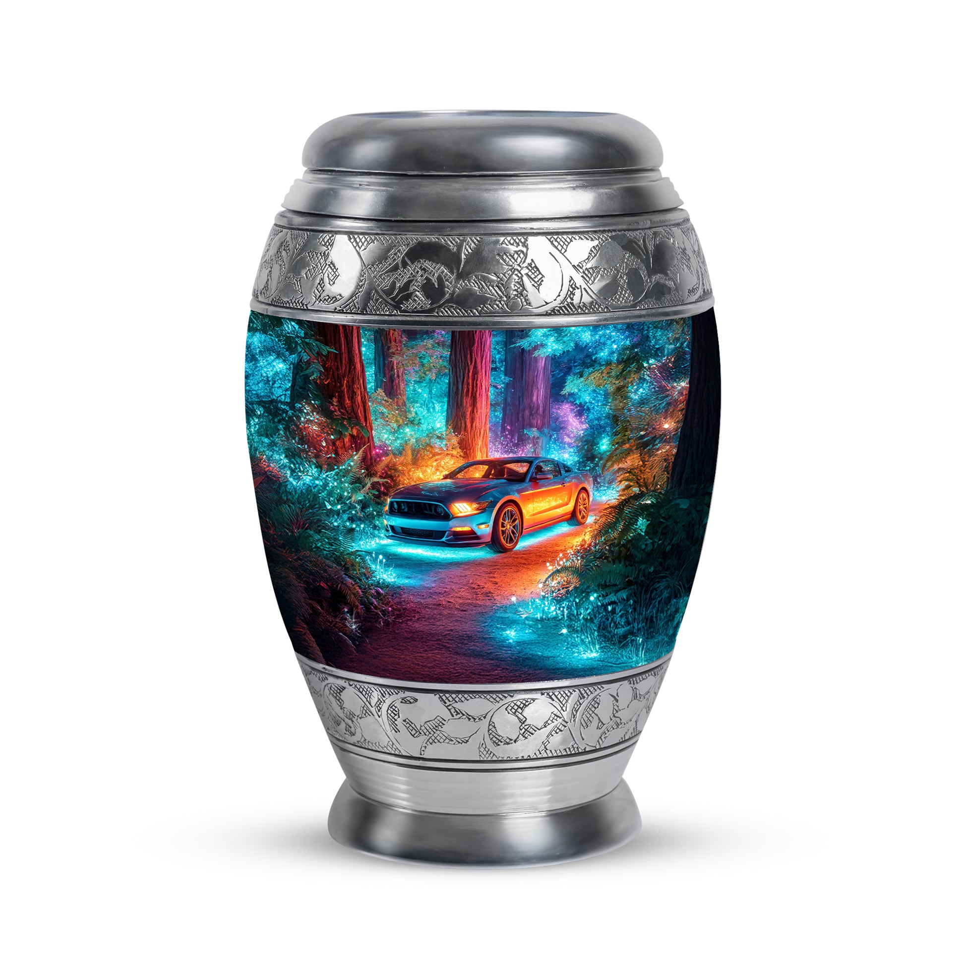 Luminous Blue Car Remembrance Urn for Human Ashes - 10-inch, 200 cu in - Karyliz