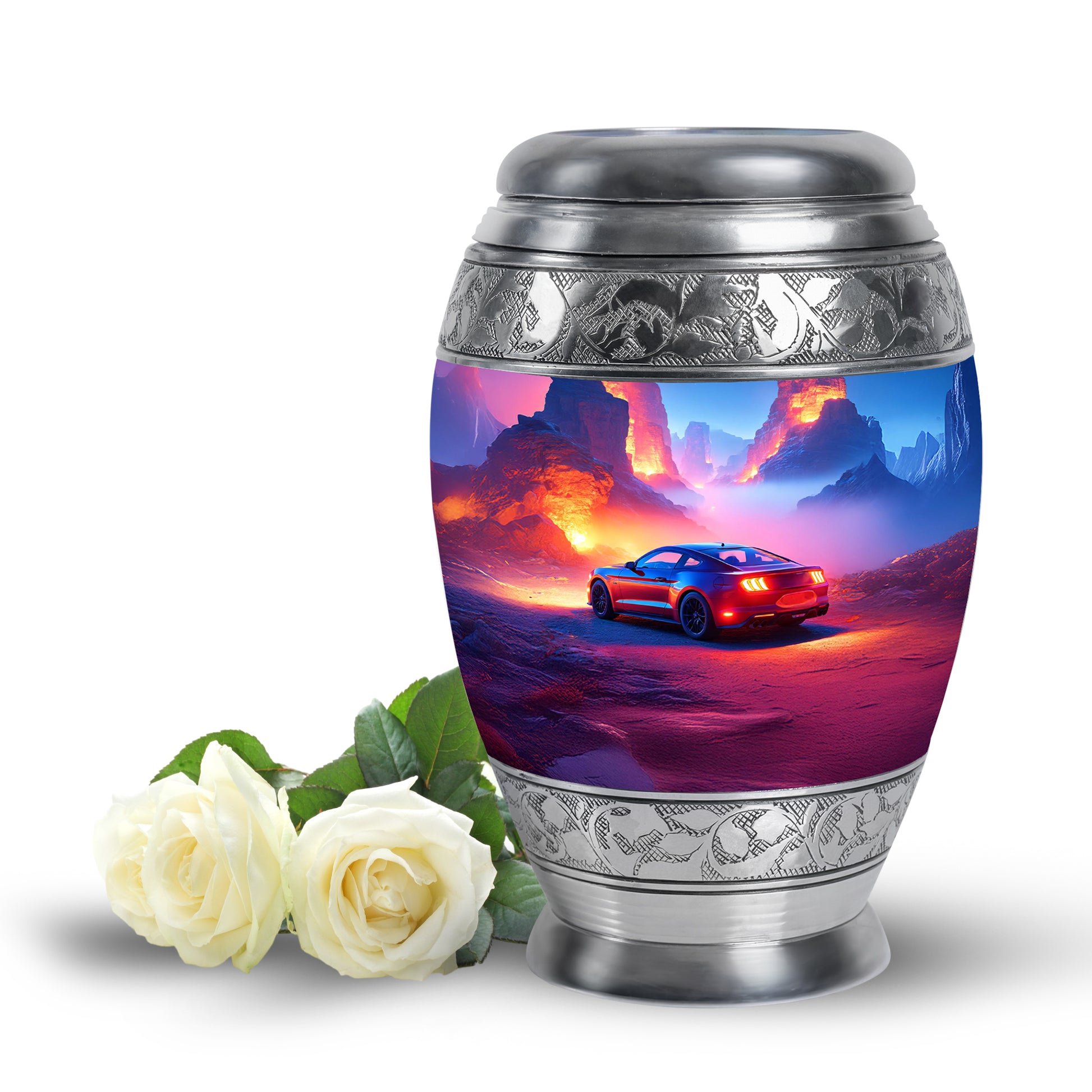 Blue Car Cremation Urns - Imperial Farewell 10-inch, 200 cu in - Karyliz