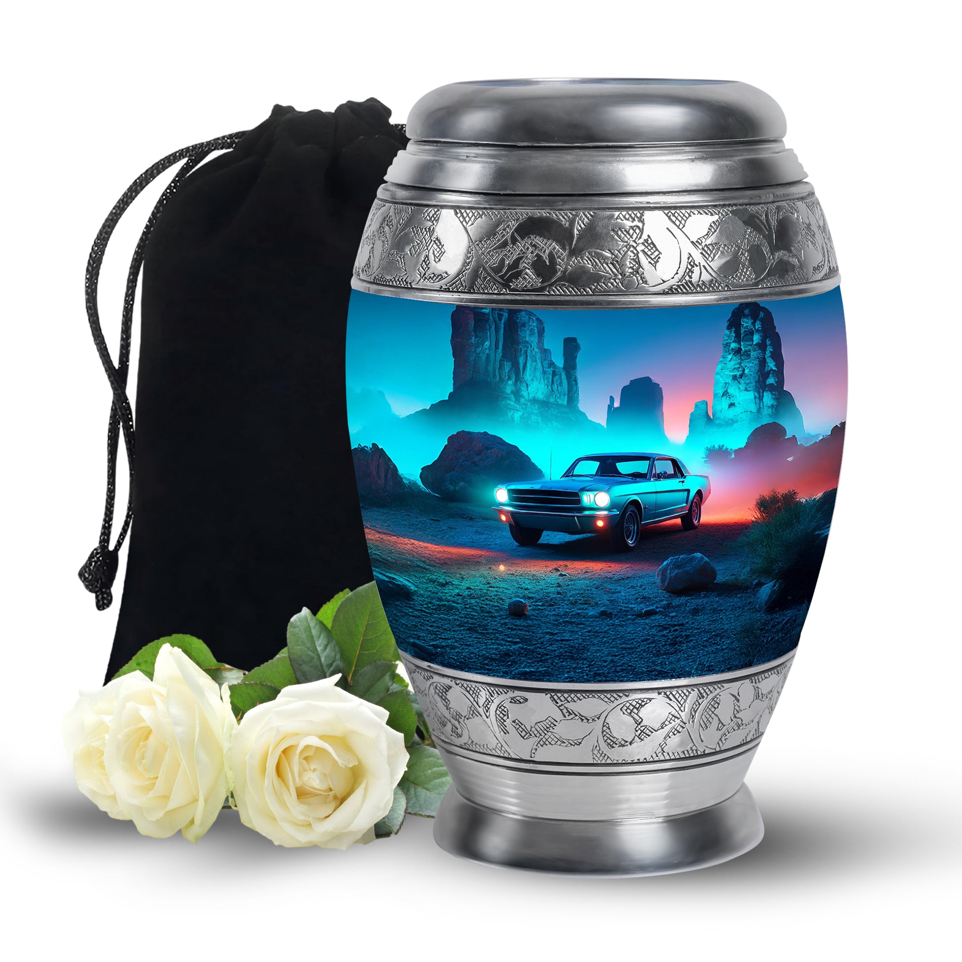 Neon Green Vintage Car Funeral Urn - Classic Car Cremation Urn For Sale