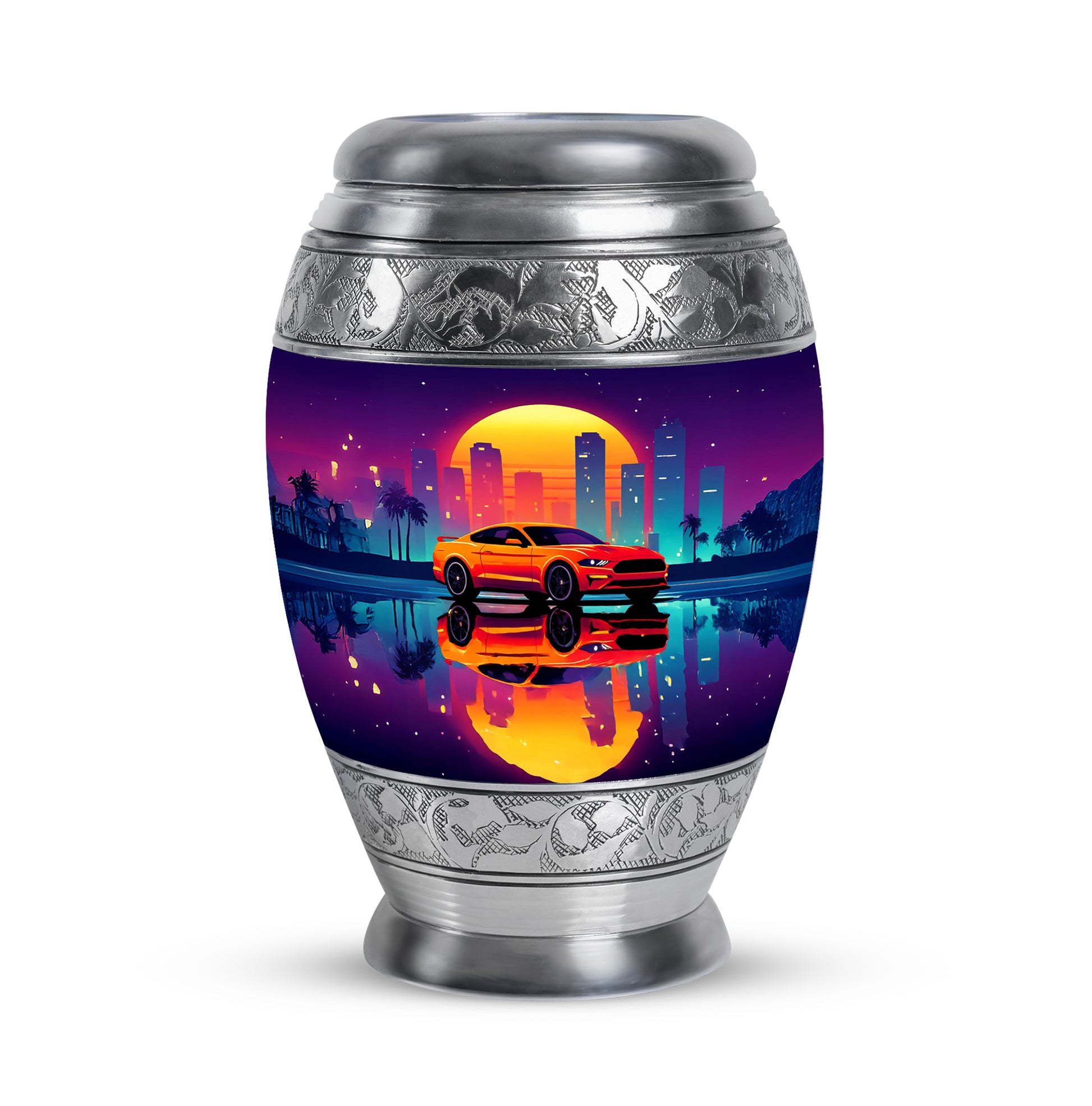 Purple Car Memorial Cremation Urns for Human Ashes - 10-inch, 200 cu in - Karyliz