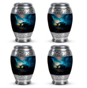 Indigo Car Cremation Urn urn with complimentary velvet bag - regal car design with crown-inspired accents - 10 inch aluminum urn for cremated remains