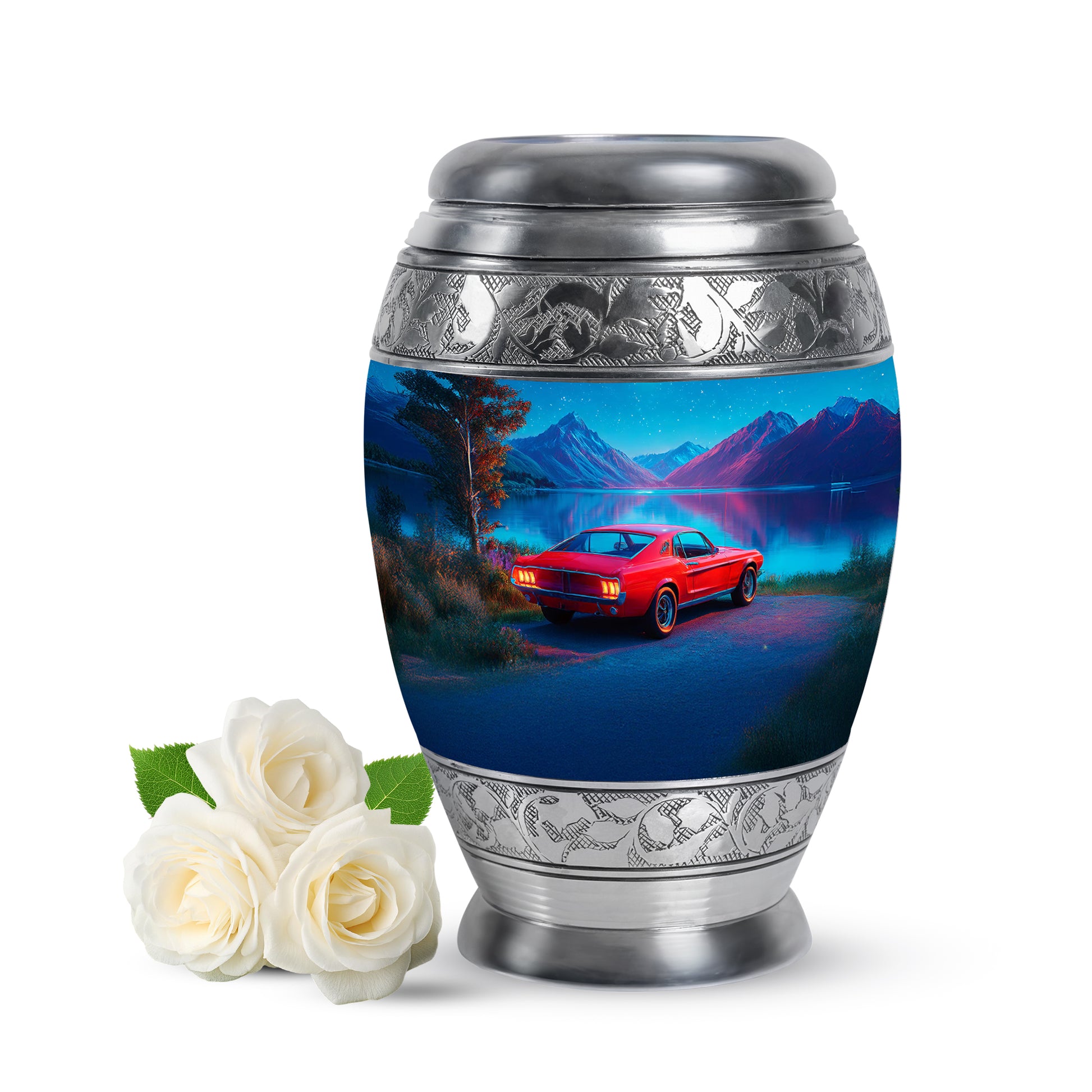 Personalized Blue Revered Car Cremation Urns for Human Ashes - 10-inch, 200 cu in - Karyliz