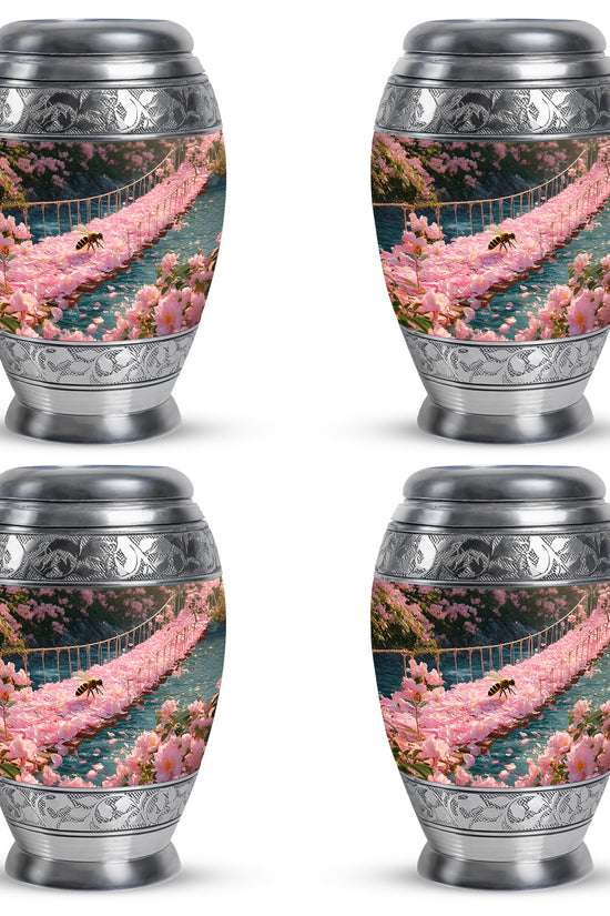 Gilded Gold Bee Cremation Urn urn with complimentary velvet bag - regal bee design with crown-inspired accents - 10 inch aluminum urn for cremated remains