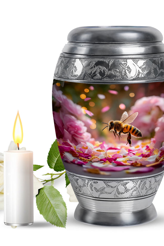 Gold Exquisite Bee Memorial Urn for Ashes - 10-inch, 200 cu in - Karyliz