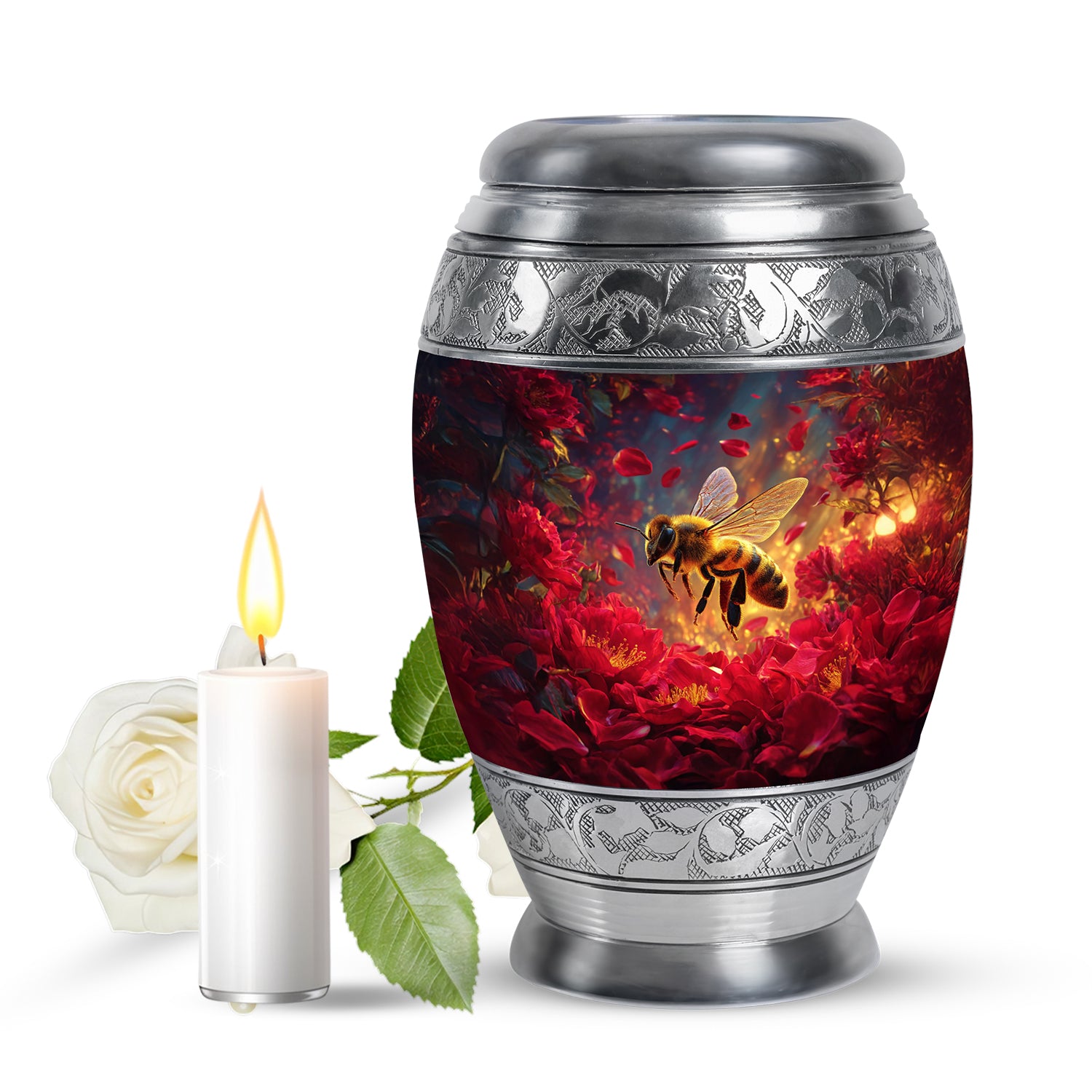 Everlasting Pink Bee Beacon Urn for Human Ashes - 10-inch, 200 cu in - Karyliz