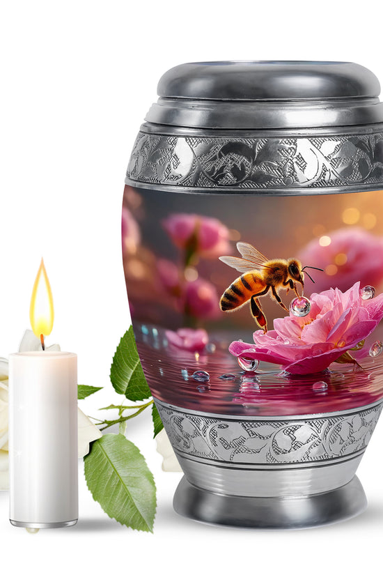 Gold Sacred Bee Cremation Urns for Human Ashes - 10-inch, 200 cu in - Karyliz