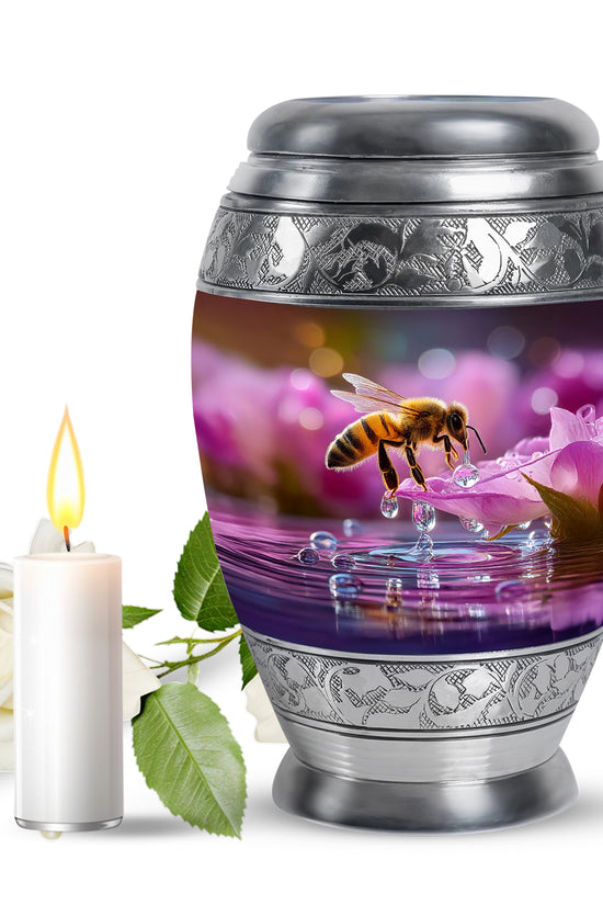 Red Treasured Bee Cremation Urns for Human Ashes - 10-inch, 200 cu in - Karyliz