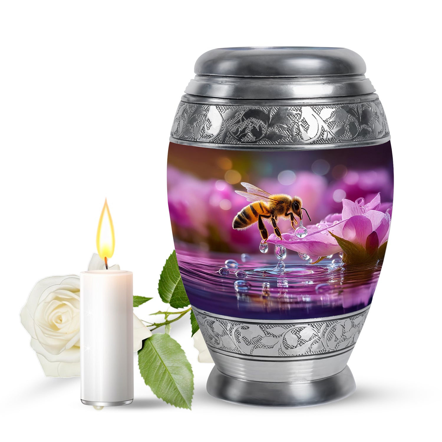 Red Treasured Bee Cremation Urns for Human Ashes - 10-inch, 200 cu in - Karyliz