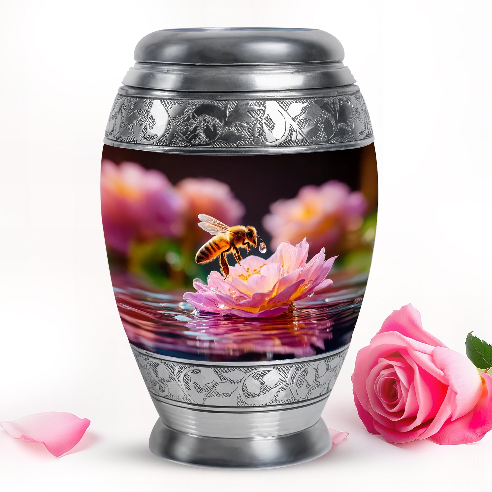 Ethereal Bee Memorial Cremation Urns - Black 10-inch, 200 cu in - Karyliz