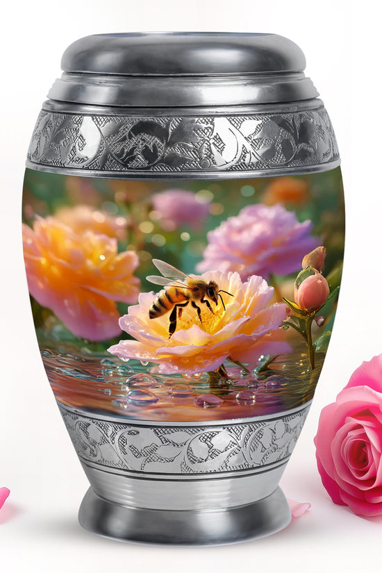 Everlasting Gold Bee Devotion Urn for Human Ashes - 10-inch, 200 cu in - Karyliz