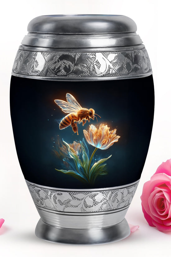 Stunning Black Bee Testament Urn for Human Ashes - 10-inch, 200 cu in - Karyliz