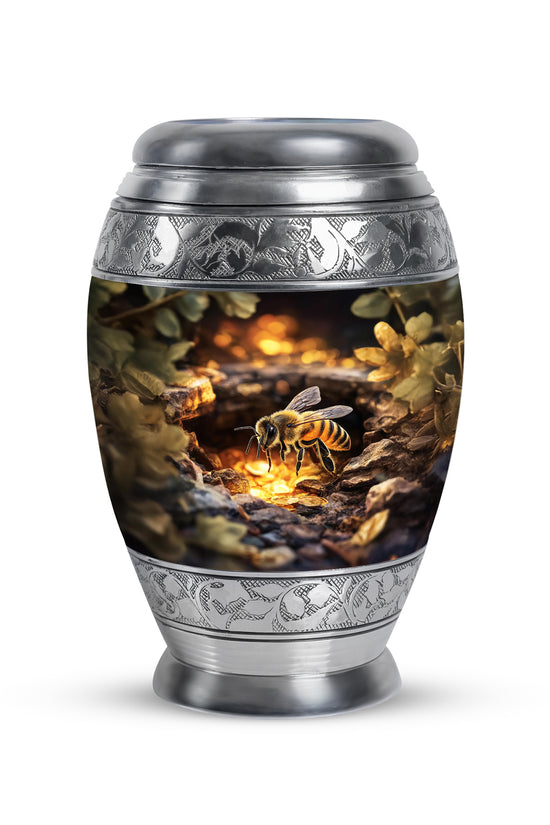 Gold Treasured Bee Cremation Urns for Human Ashes - 10-inch, 200 cu in - Karyliz
