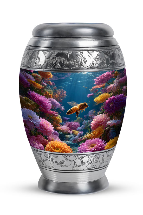 Divine Blue Bee Cremation Urn for Ashes - 10-inch, 200 cu in - Karyliz