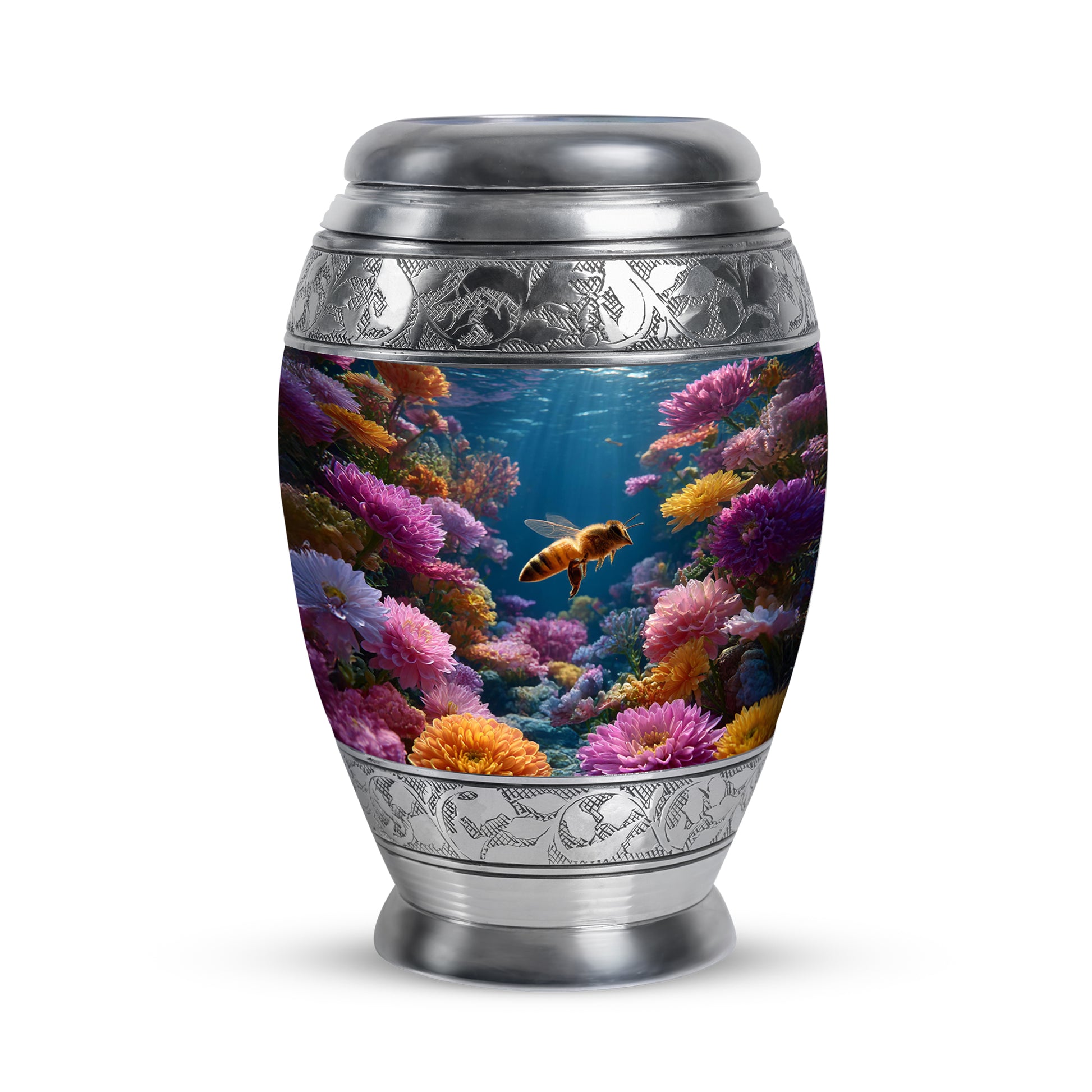 Divine Blue Bee Cremation Urn for Ashes - 10-inch, 200 cu in - Karyliz