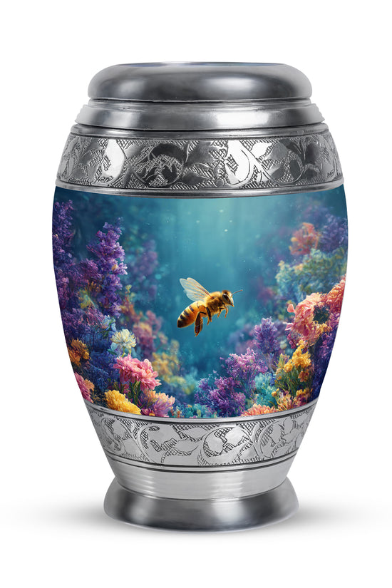 Personalized Teal Steadfast Bee Cremation Urns for Human Ashes - 10-inch, 200 cu in - Karyliz