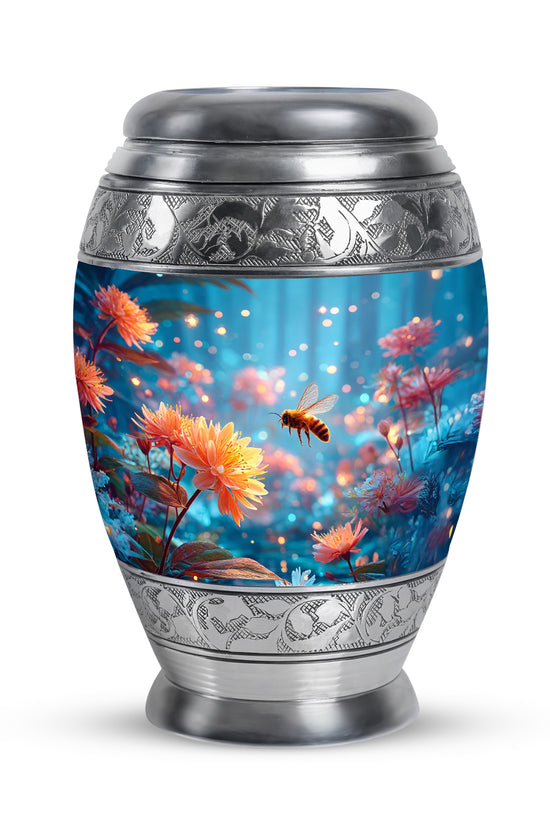 Timeless Blue Bee Cremation Urn for Ashes - 10-inch, 200 cu in - Karyliz