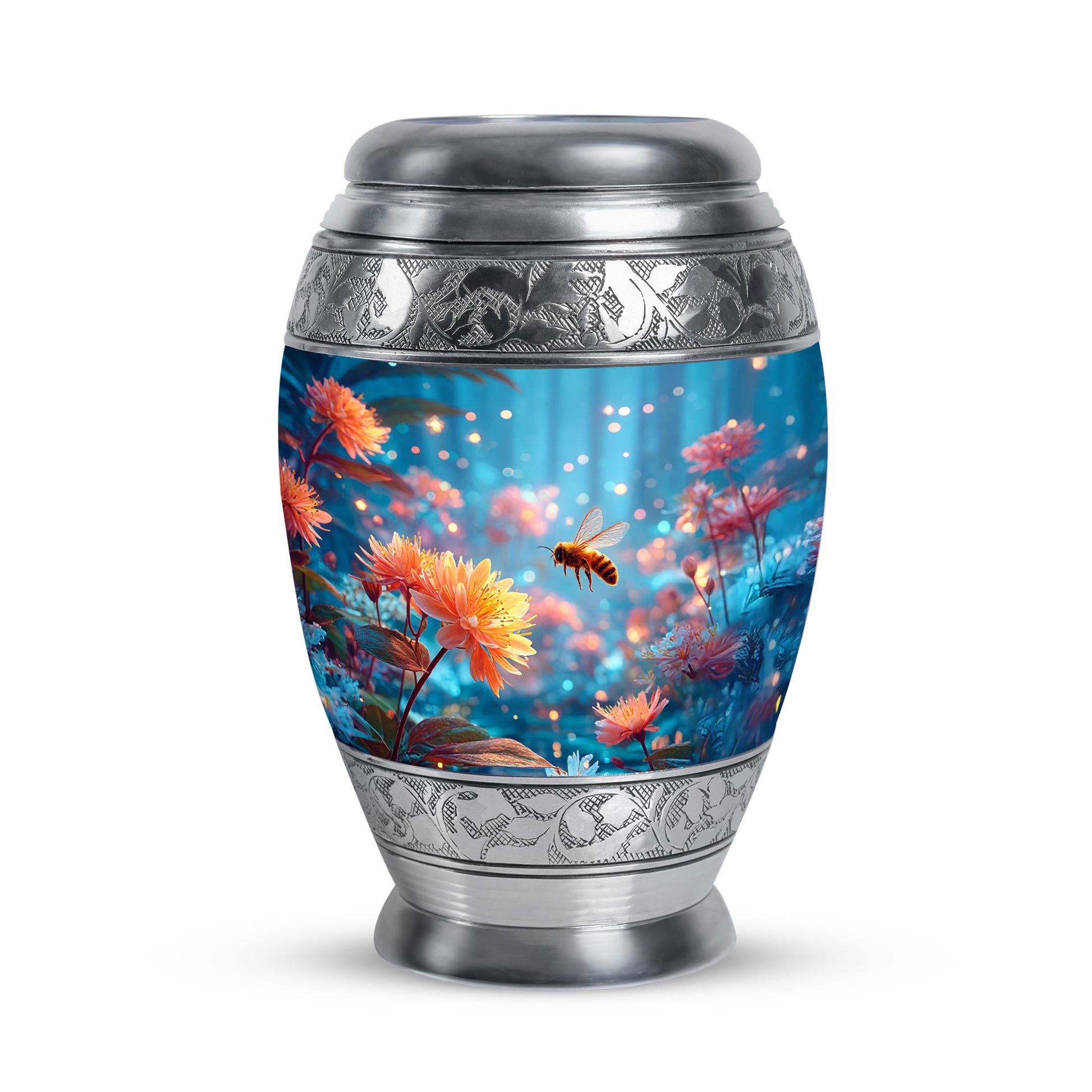 Timeless Blue Bee Cremation Urn for Ashes - 10-inch, 200 cu in - Karyliz