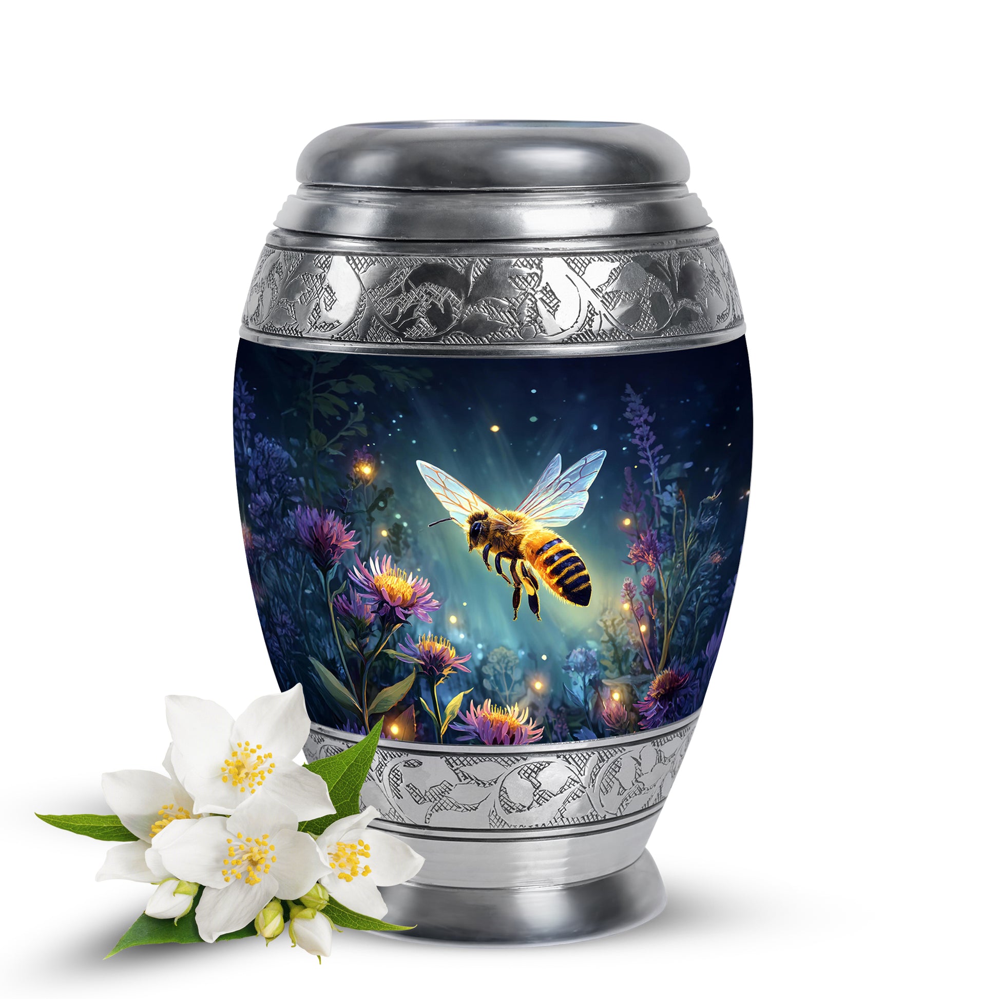 Blue Venerable Bee Cremation Urns for Human Ashes - 10-inch, 200 cu in - Karyliz