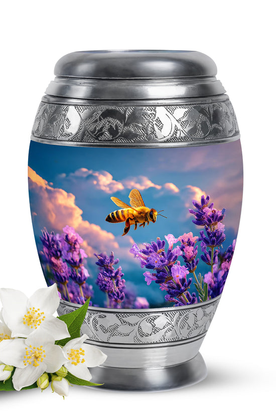 Distinguished Blue Bee Cremation Urn for Ashes - 10-inch, 200 cu in - Karyliz