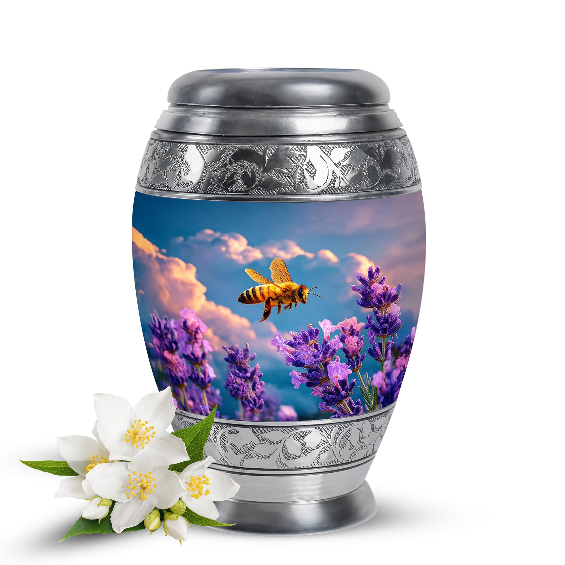 Distinguished Blue Bee Cremation Urn for Ashes - 10-inch, 200 cu in - Karyliz