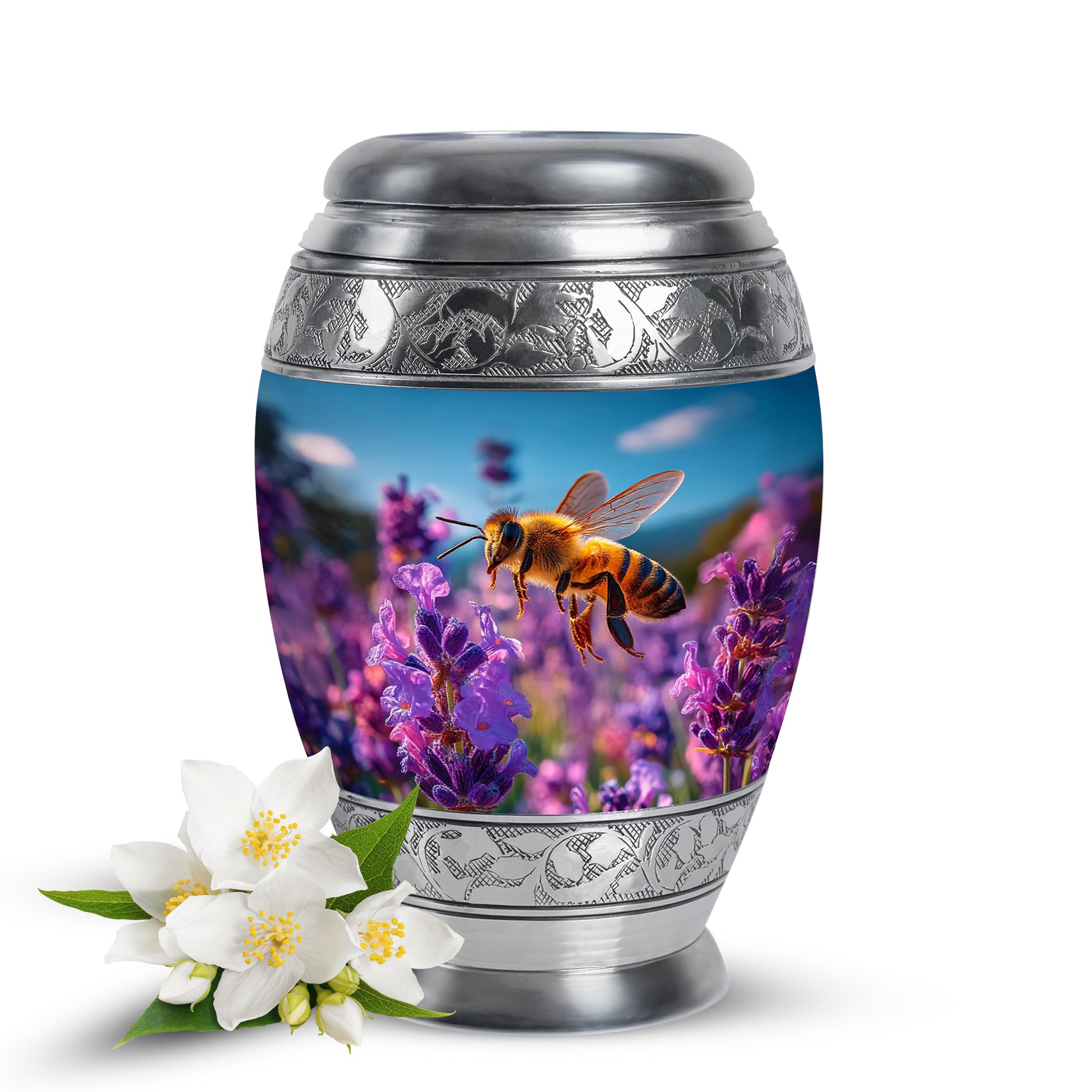 Personalized Magnificent Bee Cremation Urns - Blue 10-inch, 200 cu in - Karyliz