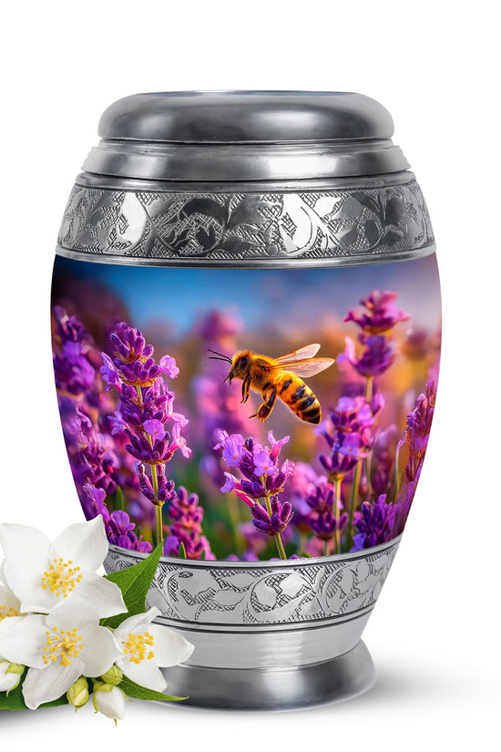 Blue Sacred Bee Cremation Urns for Human Ashes - 10-inch, 200 cu in - Karyliz