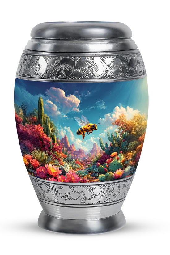 Everlasting Blue Bee Passage Urn for Human Ashes - 10-inch, 200 cu in - Karyliz