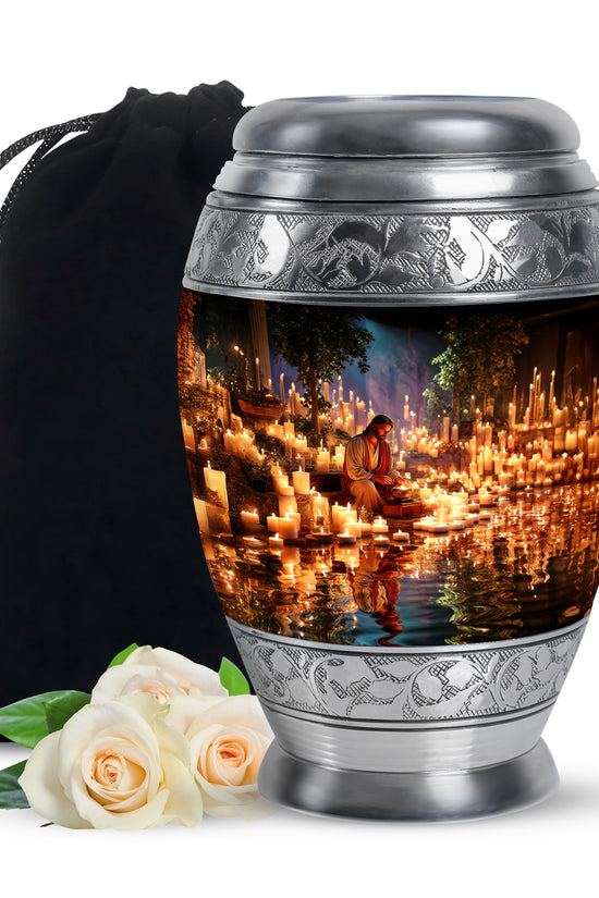 Spiritual Candlelight Urn - Jesus Memorial Urn For Human Ashes