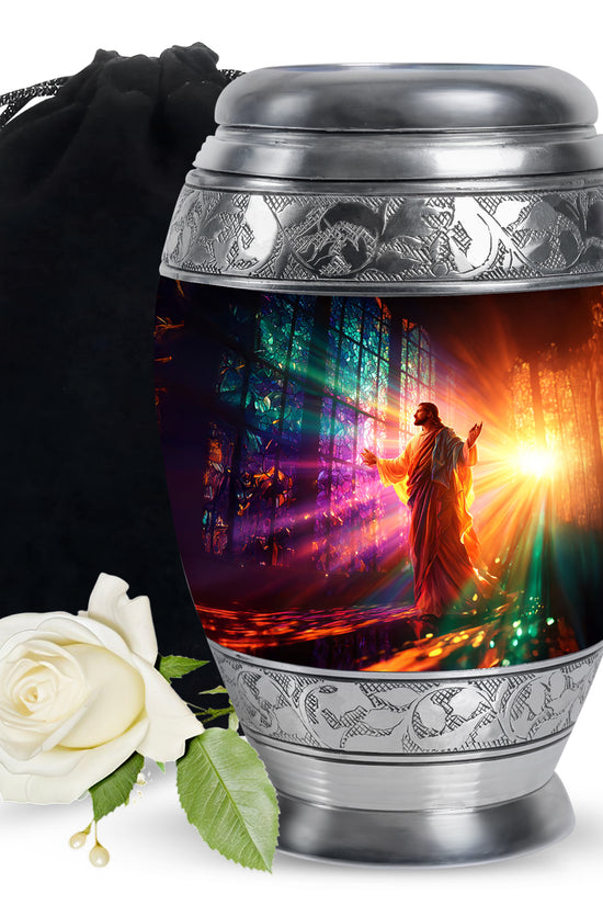 Christian Cremation Urn - Jesus Spiritual Funeral Urn For Adult Ashes