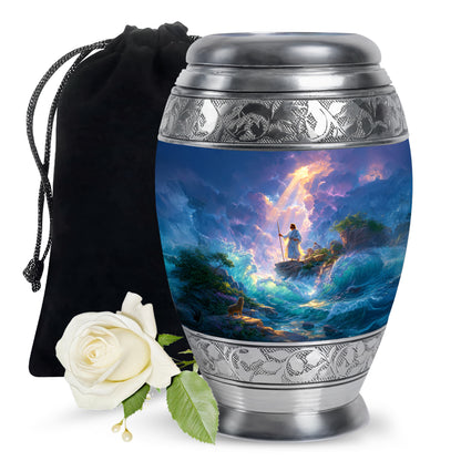 Jesus Ocean Waves Cremation Urn - Jesus Sea View Cremation Urn For Burial