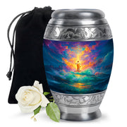 Jesus Divine Light Ocean Urn - Heavenly Sky Cremation Urn For Human Ashes