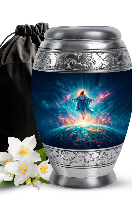 Cosmic Jesus Memorial Urn - Catholic Cremation Urn For Burial