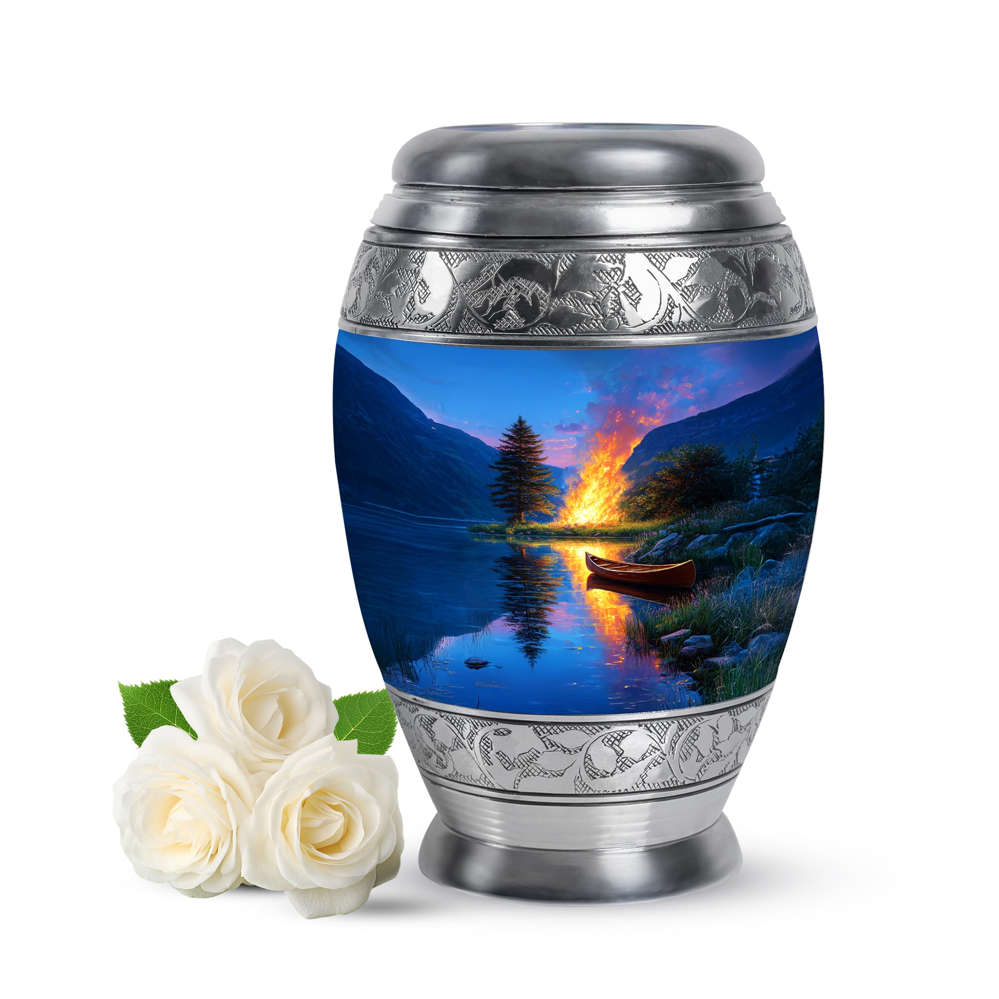 Blue Campfire Haven Cremation Urns for Human Ashes - 10-inch, 200 cu in - Karyliz