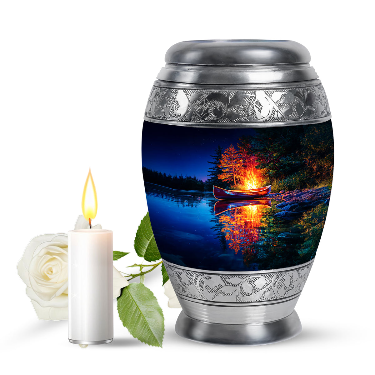 Personalized Blue Campfire Cremation Urns for Ashes - Peaceful 10-inch - Karyliz