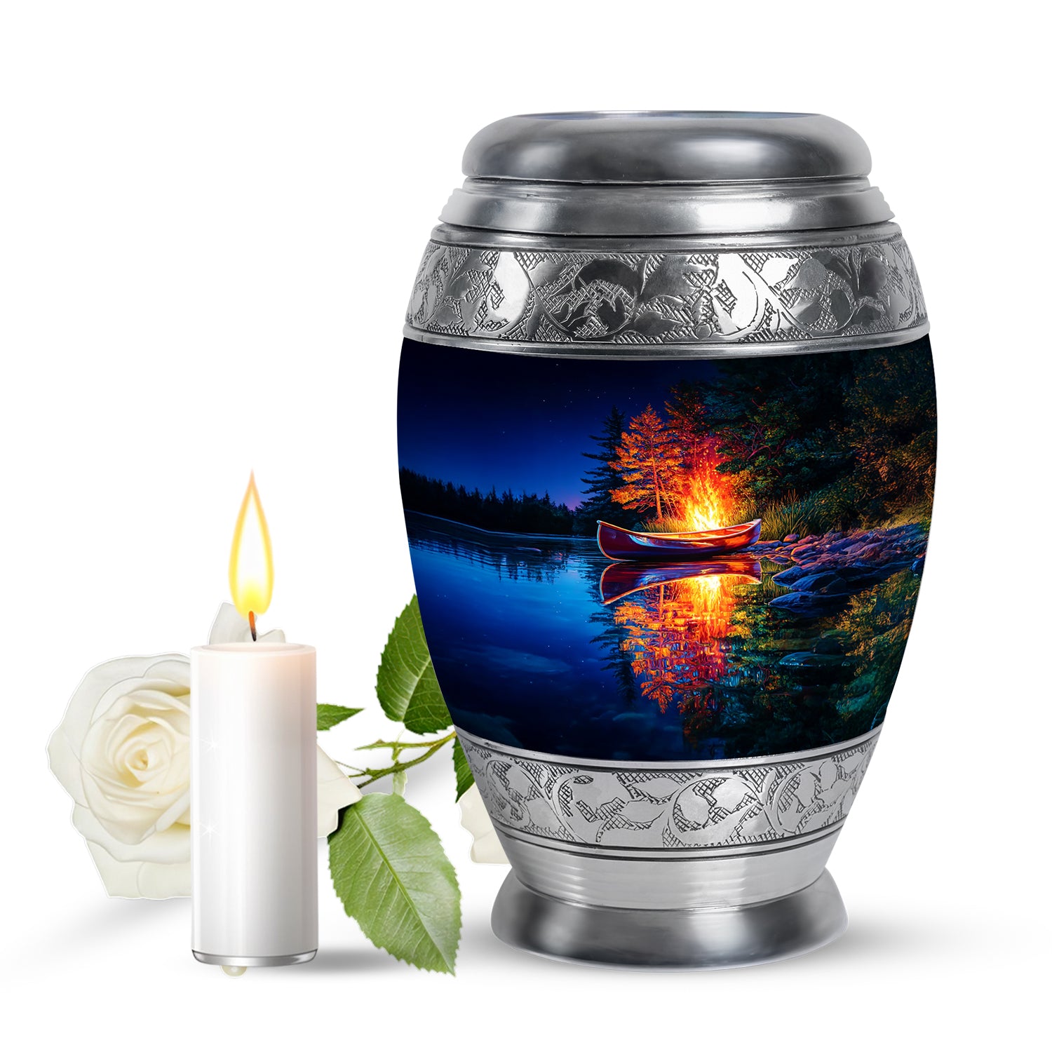 Personalized Blue Campfire Cremation Urns for Ashes - Peaceful 10-inch - Karyliz