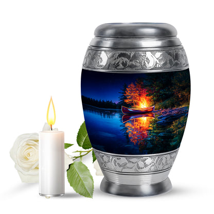 Personalized Blue Campfire Cremation Urns for Ashes - Peaceful 10-inch - Karyliz