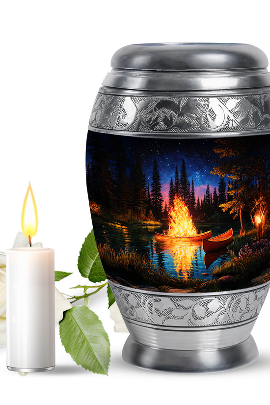 Hallowed Campfire Cremation Urns for Human Ashes - Black 10-inch - Karyliz