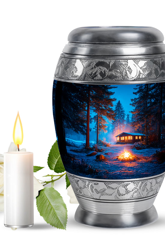 Blue Campfire Memorial Cremation Urns for Human Ashes - 10-inch, 200 cu in - Karyliz