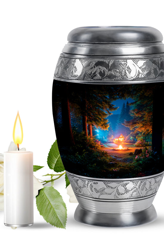 Timeless Black Campfire Cremation Urn for Ashes - 10-inch, 200 cu in - Karyliz