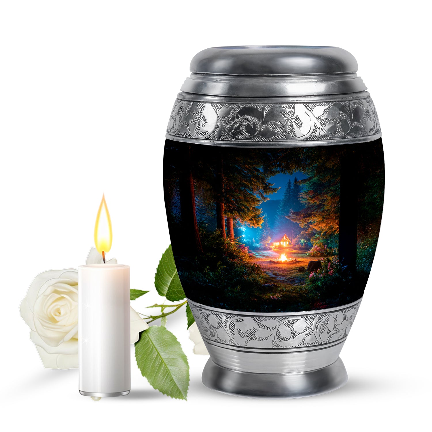 Timeless Black Campfire Cremation Urn for Ashes - 10-inch, 200 cu in - Karyliz