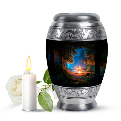 Timeless Black Campfire Cremation Urn for Ashes - 10-inch, 200 cu in - Karyliz