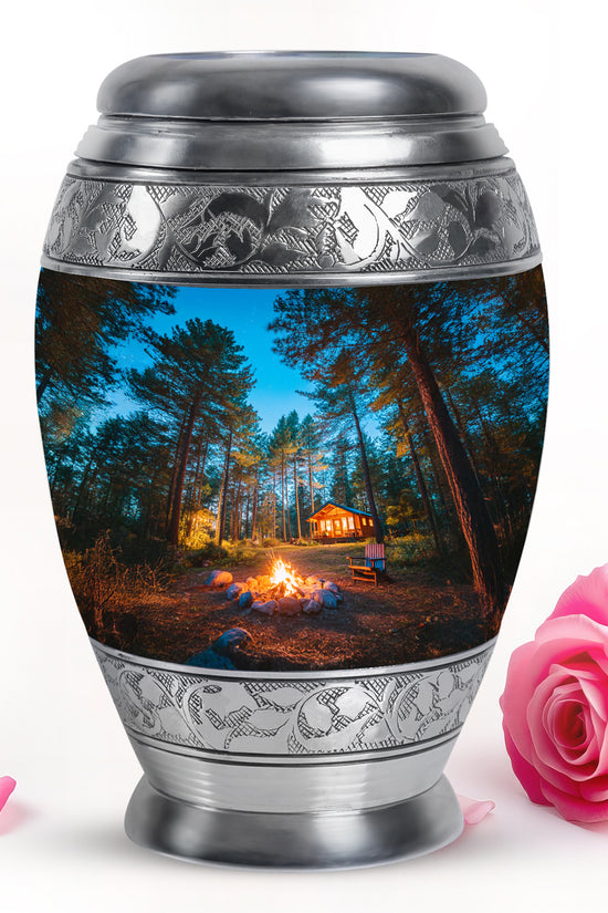 Personalized Refined Campfire Cremation Urns - Blue 10-inch, 200 cu in - Karyliz