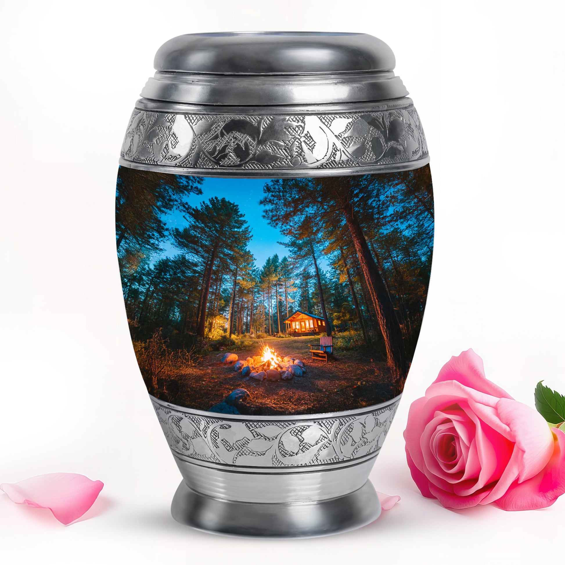 Personalized Refined Campfire Cremation Urns - Blue 10-inch, 200 cu in - Karyliz