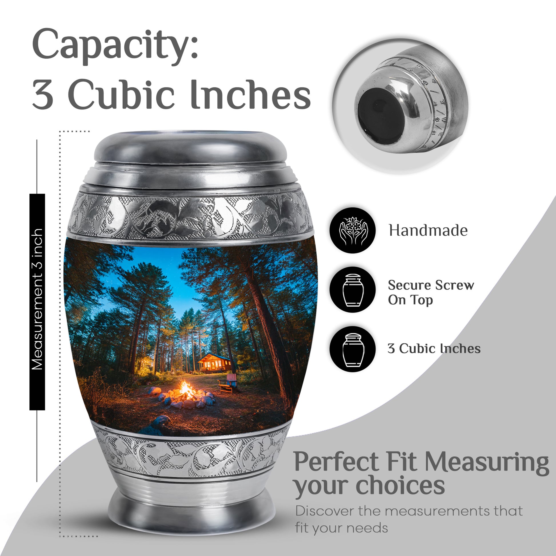 Indigo Campfire Cremation Urn lifestyle display on memorial shelf - regal campfire design with crown-inspired accents - mini keepsake memorial for portion of cremation ashes