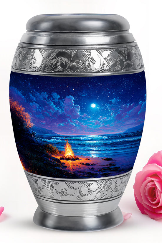 Personalized Campfire Cremation Urns - Eminent Blue 10-inch, 200 cu in - Karyliz