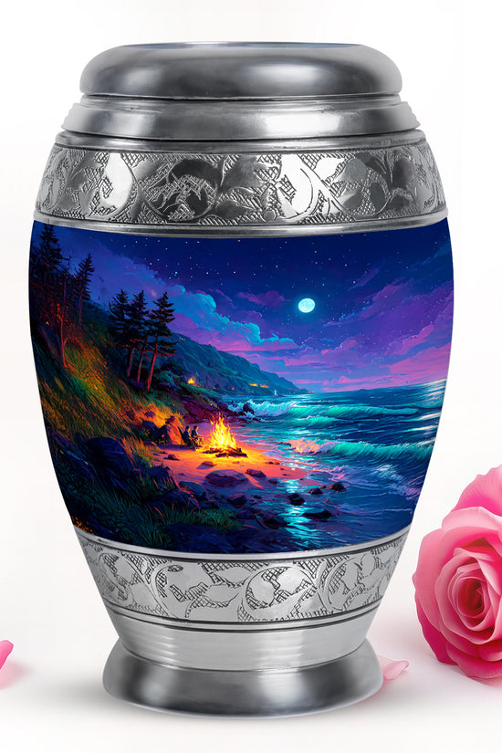 Illustrious Campfire Memorial Cremation Urns - Blue 10-inch, 200 cu in - Karyliz