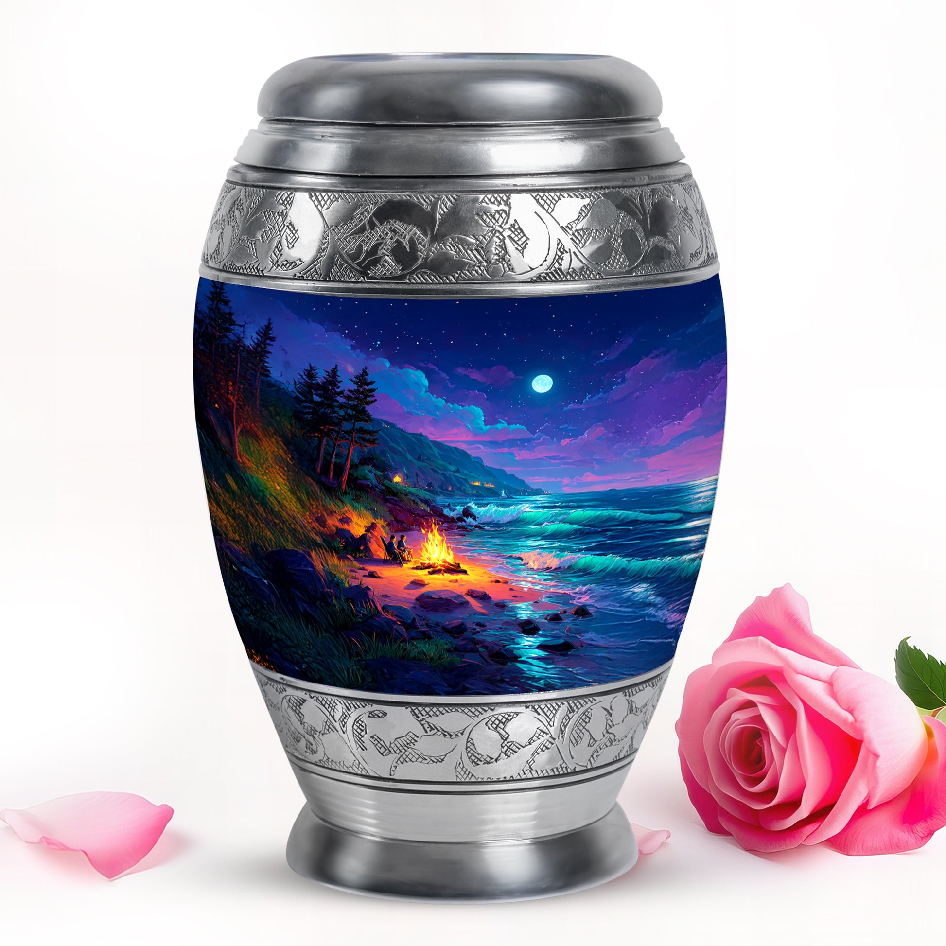 Illustrious Campfire Memorial Cremation Urns - Blue 10-inch, 200 cu in - Karyliz