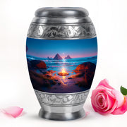 Blue Breathtaking Campfire Memorial Urn for Ashes - 10-inch, 200 cu in - Karyliz