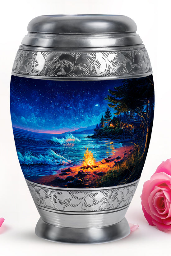 Personalized Blue Campfire Cremation Urns for Ashes - Majestic 10-inch - Karyliz
